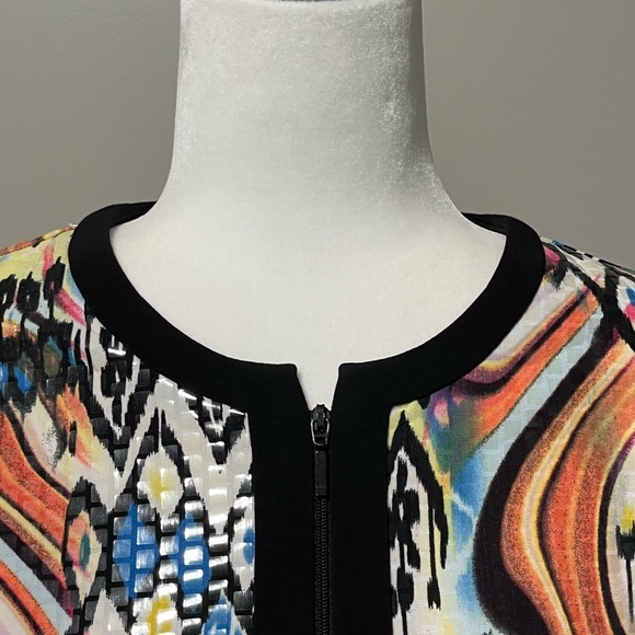 Joseph Ribkoff Multicoloured Abstract Pattern 3/4 Sleeve Dress Jacket Vintage - Picture 3 of 13